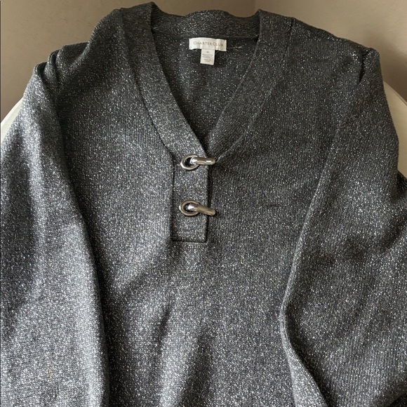Charter Club Dark Gray V-Neck Sweater with Buckle Detail. Pre-loved. Size XL - Picture 3 of 6